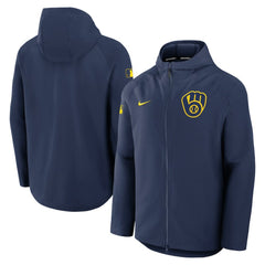 Milwaukee Brewers Authentic Collection Raglan Performance Full-Zip Jacket - Navy | Nike