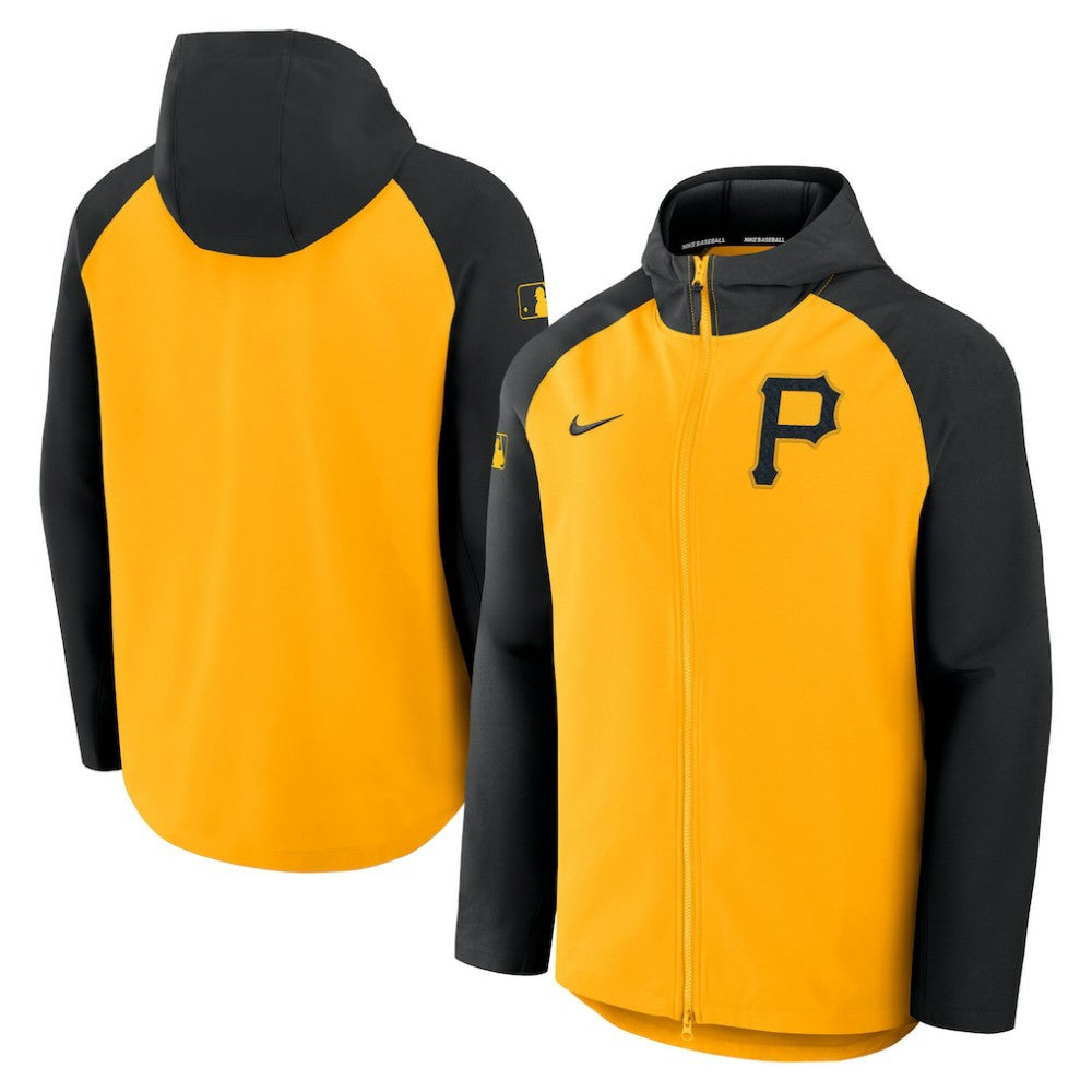 Pittsburgh Pirates Authentic Collection Raglan Performance Full-Zip Jacket - Gold/Black | Nike