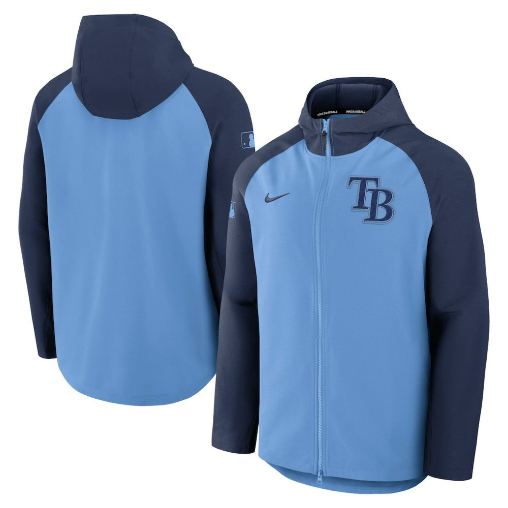 Tampa Bay Rays Authentic Collection Raglan Performance Full-Zip Jacket - Light Blue/Navy | Nike