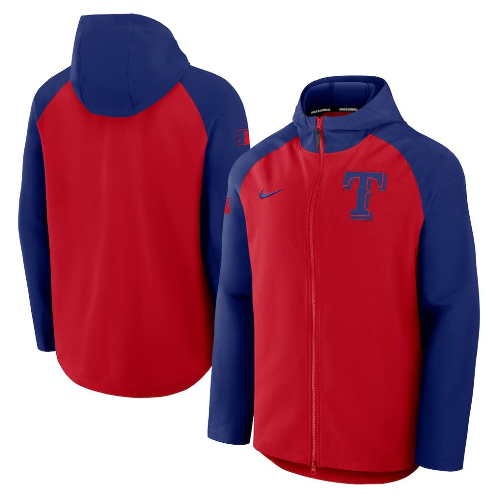Texas Rangers Authentic Collection Raglan Performance Full-Zip Jacket - Red/Royal | Nike