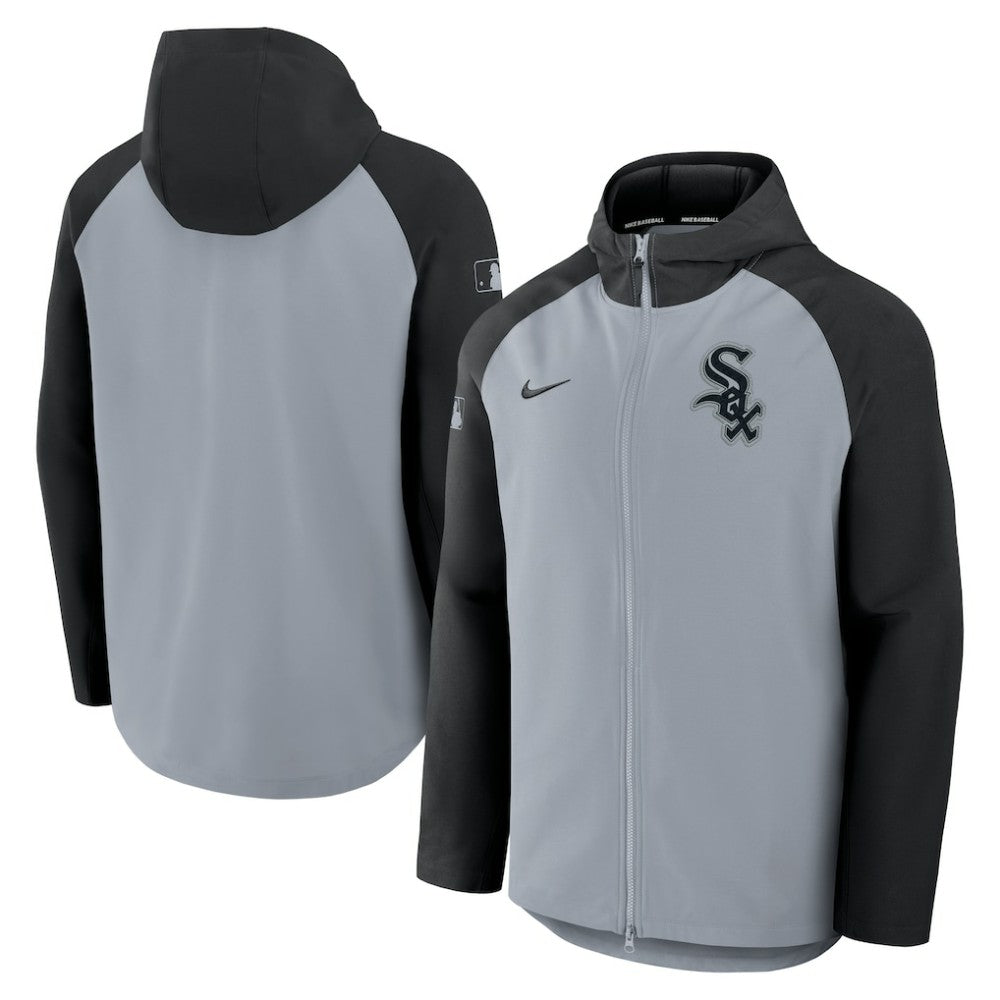 Chicago White Sox Authentic Collection Raglan Performance Full-Zip Jacket - Gray/Black | Nike