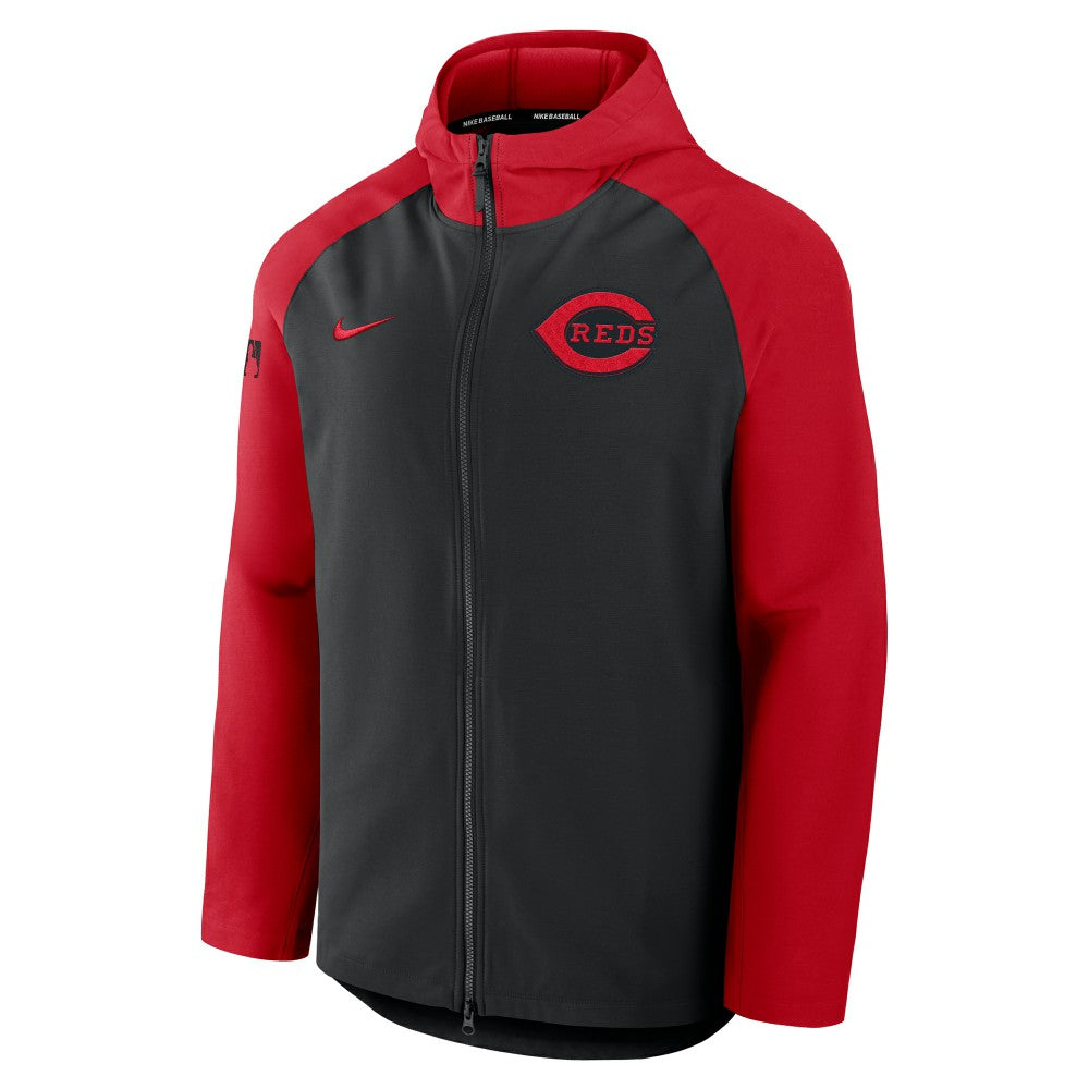 Cincinnati Reds Authentic Collection Raglan Performance Full-Zip Jacket - Black/Red | Nike