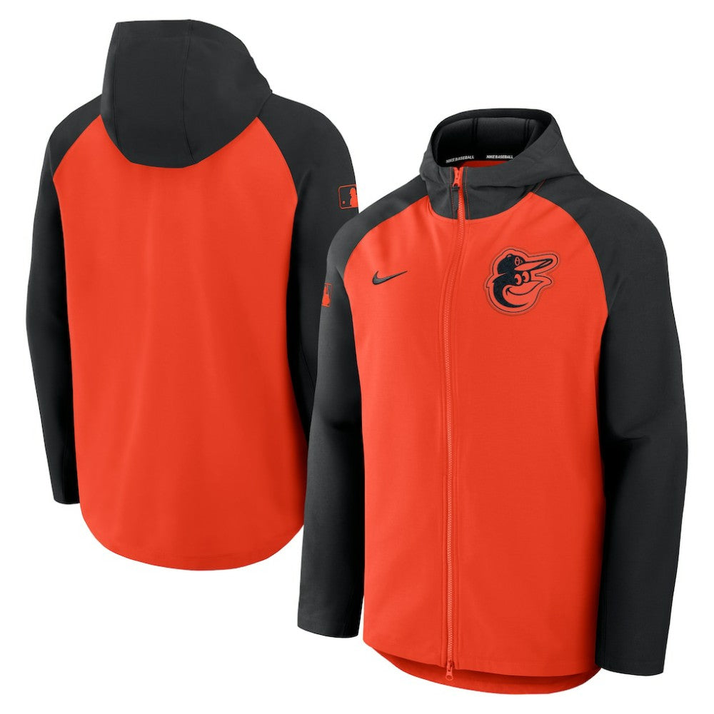 Baltimore Orioles Authentic Collection Raglan Performance Full-Zip Jacket - Orange/Black | Nike