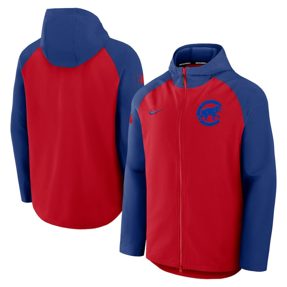 Chicago Cubs Authentic Collection Raglan Performance Full-Zip Jacket - Red/Royal | Nike