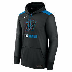 Miami Marlins Authentic Collection Performance Pullover Hoodie - Black | Nike