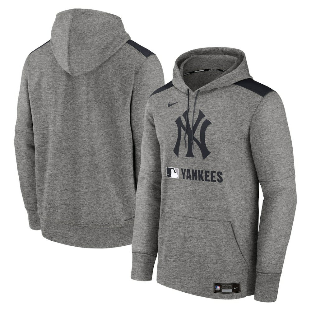 New York Yankees Authentic Collection Performance Pullover Hoodie - Heather Charcoal | Nike