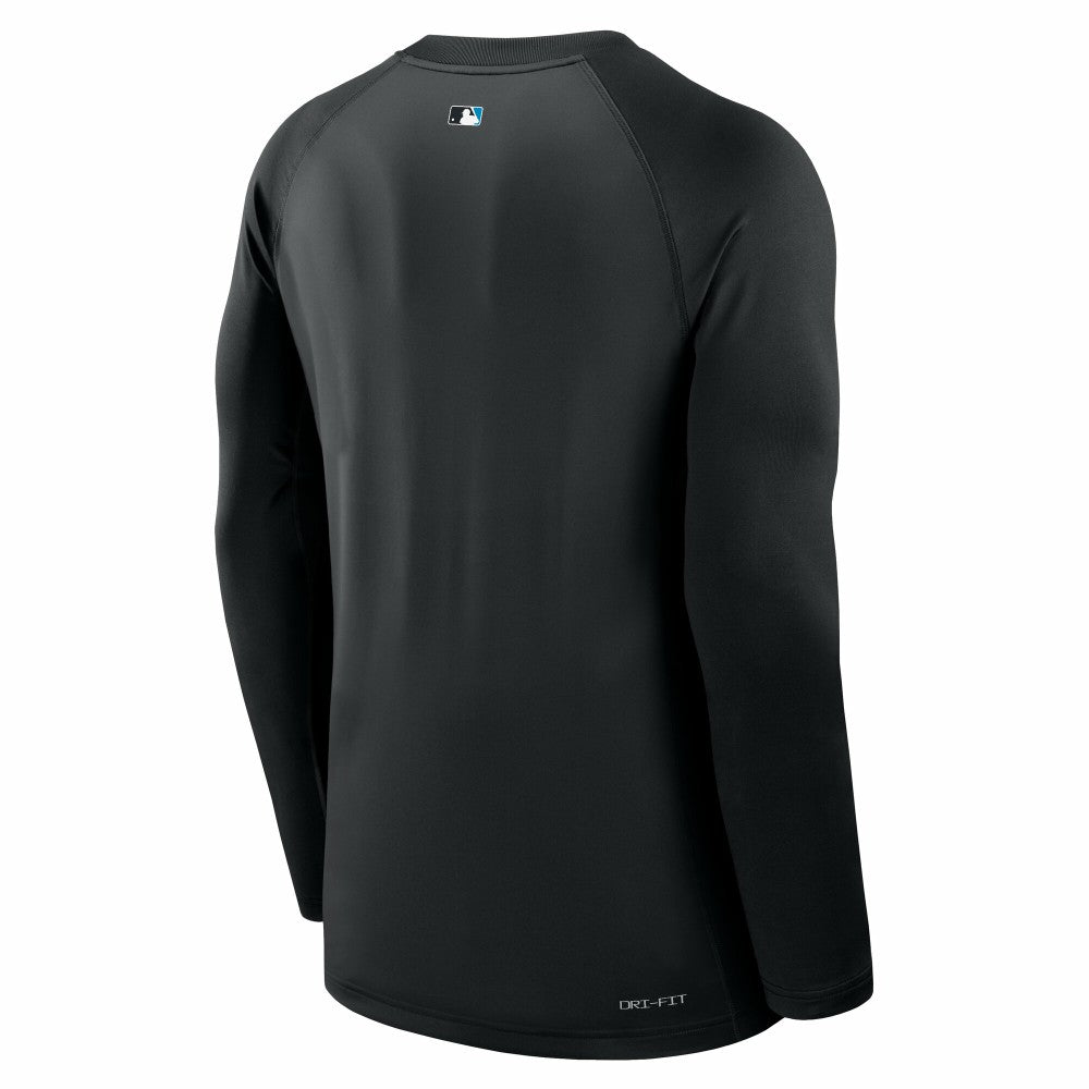 Miami Marlins Authentic Collection Game Time Raglan Dri-FIT Long Sleeve T-Shirt - Black | Nike