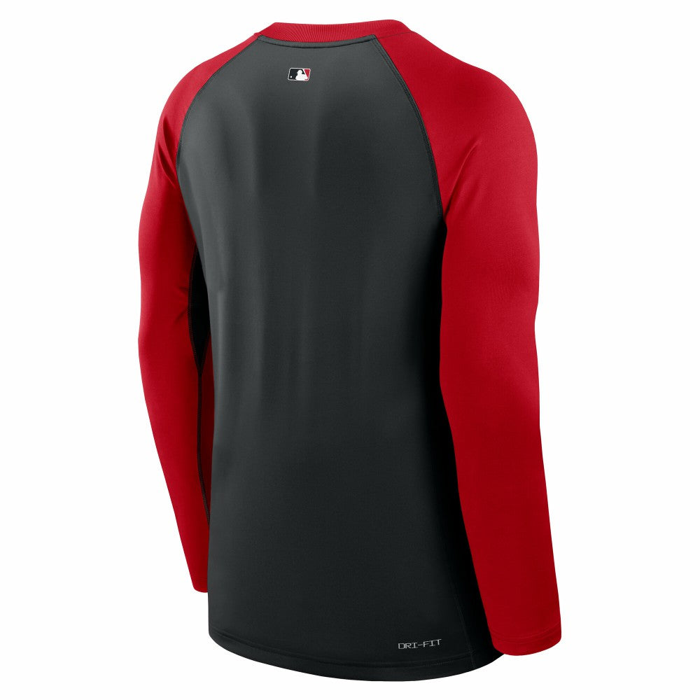 Cincinnati Reds Authentic Collection Game Time Raglan Dri-FIT Long Sleeve T-Shirt - Black/Red | Nike
