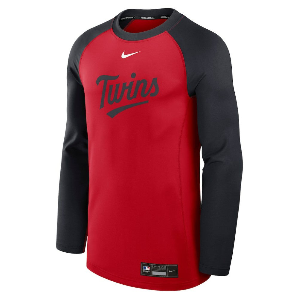 Minnesota Twins Authentic Collection Game Time Raglan Dri-FIT Long Sleeve T-Shirt - Red/Navy | Nike