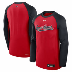 Cleveland Guardians Authentic Collection Game Time Raglan Dri-FIT Long Sleeve T-Shirt - Red/Navy | Nike
