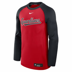 Cleveland Guardians Authentic Collection Game Time Raglan Dri-FIT Long Sleeve T-Shirt - Red/Navy | Nike