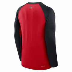 Cleveland Guardians Authentic Collection Game Time Raglan Dri-FIT Long Sleeve T-Shirt - Red/Navy | Nike