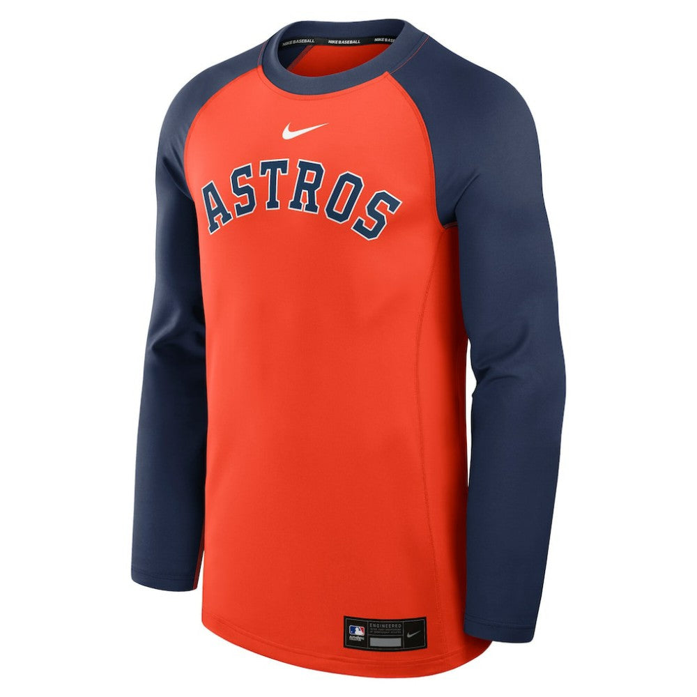 Houston Astros Authentic Collection Game Time Raglan Dri-FIT Long Sleeve T-Shirt - Orange/Navy | Nike