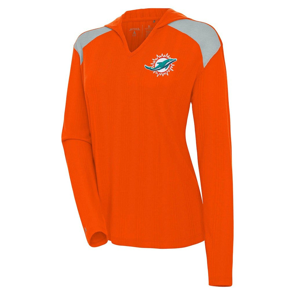 NFL Miami Dolphins Antigua Women's Opulent Long Sleeve Hoodie T-Shirt