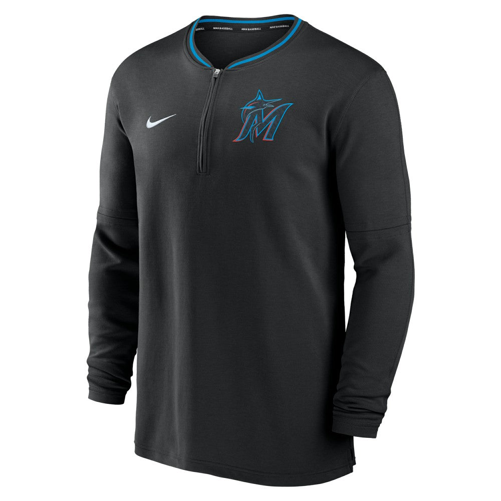 Miami Marlins Authentic Collection Performance Half-Zip Top - Black | Nike