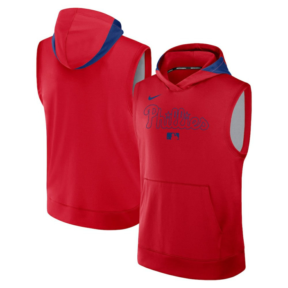 Philadelphia Phillies Authentic Collection Dri-FIT Sleeveless Hoodie - Red | Nike