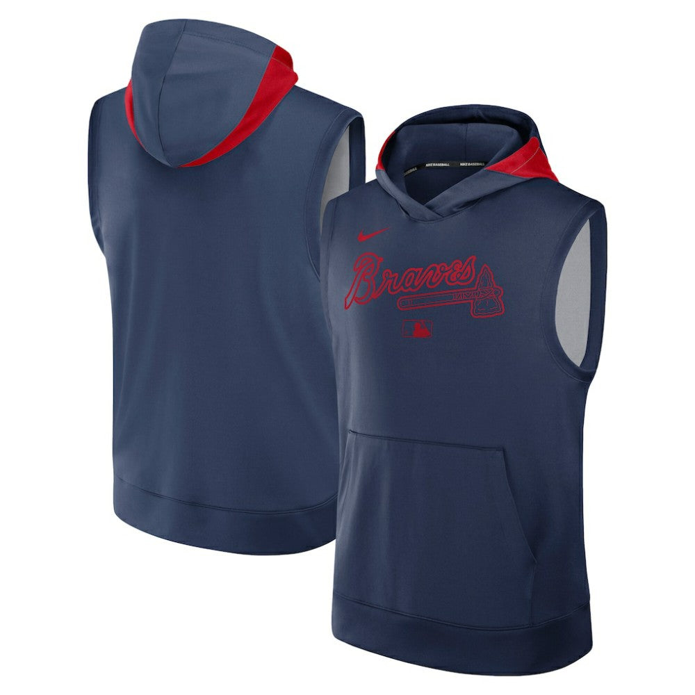 Atlanta Braves Authentic Collection Dri-FIT Sleeveless Hoodie - Navy | Nike