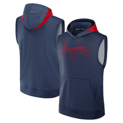 Atlanta Braves Authentic Collection Dri-FIT Sleeveless Hoodie - Navy | Nike
