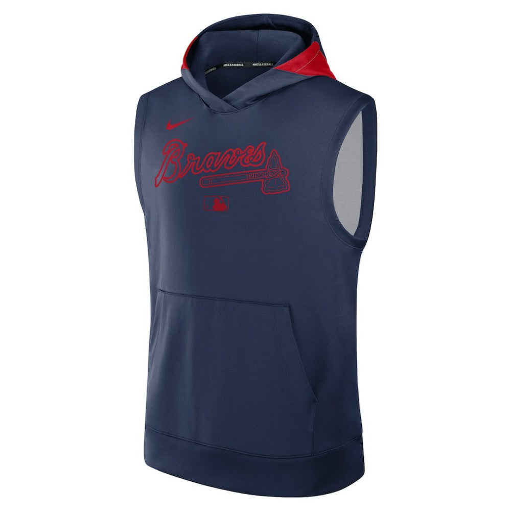Atlanta Braves Authentic Collection Dri-FIT Sleeveless Hoodie - Navy | Nike