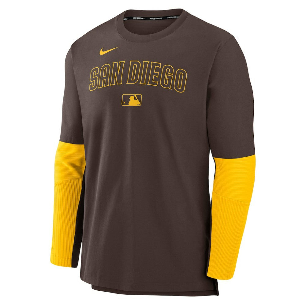 San Diego Padres Authentic Collection Player Dri-FIT Lightweight Pullover  - Brown/Gold | Nike