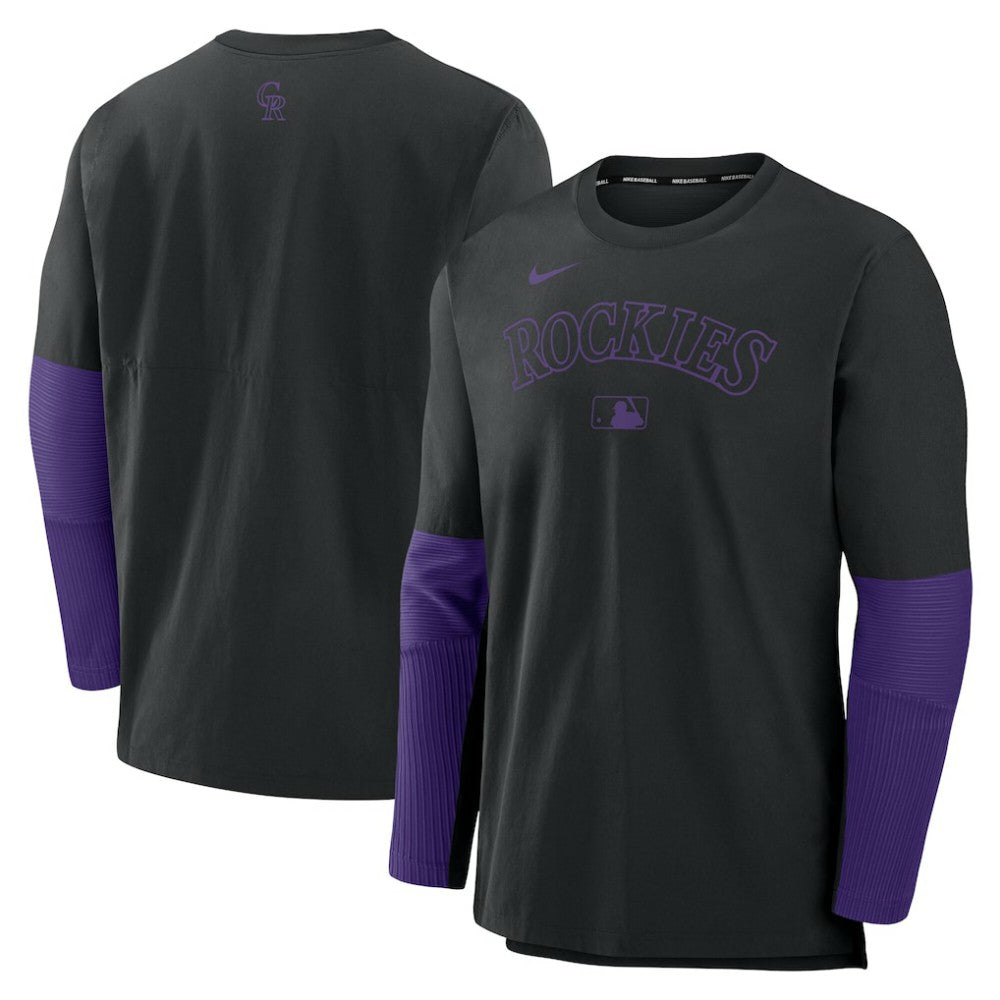 Colorado Rockies Authentic Collection Player Dri-FIT Lightweight Pullover  - Black/Purple | Nike