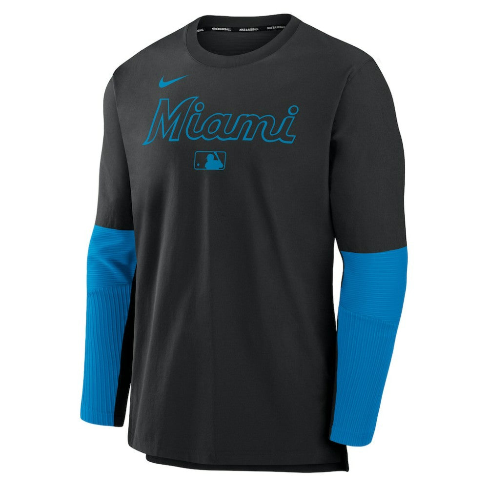 Miami Marlins Authentic Collection Player Dri-FIT Lightweight Pullover  - Black | Nike
