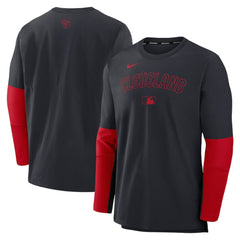 Cleveland Guardians Authentic Collection Player Dri-FIT Lightweight Pullover  - Navy/Red | Nike