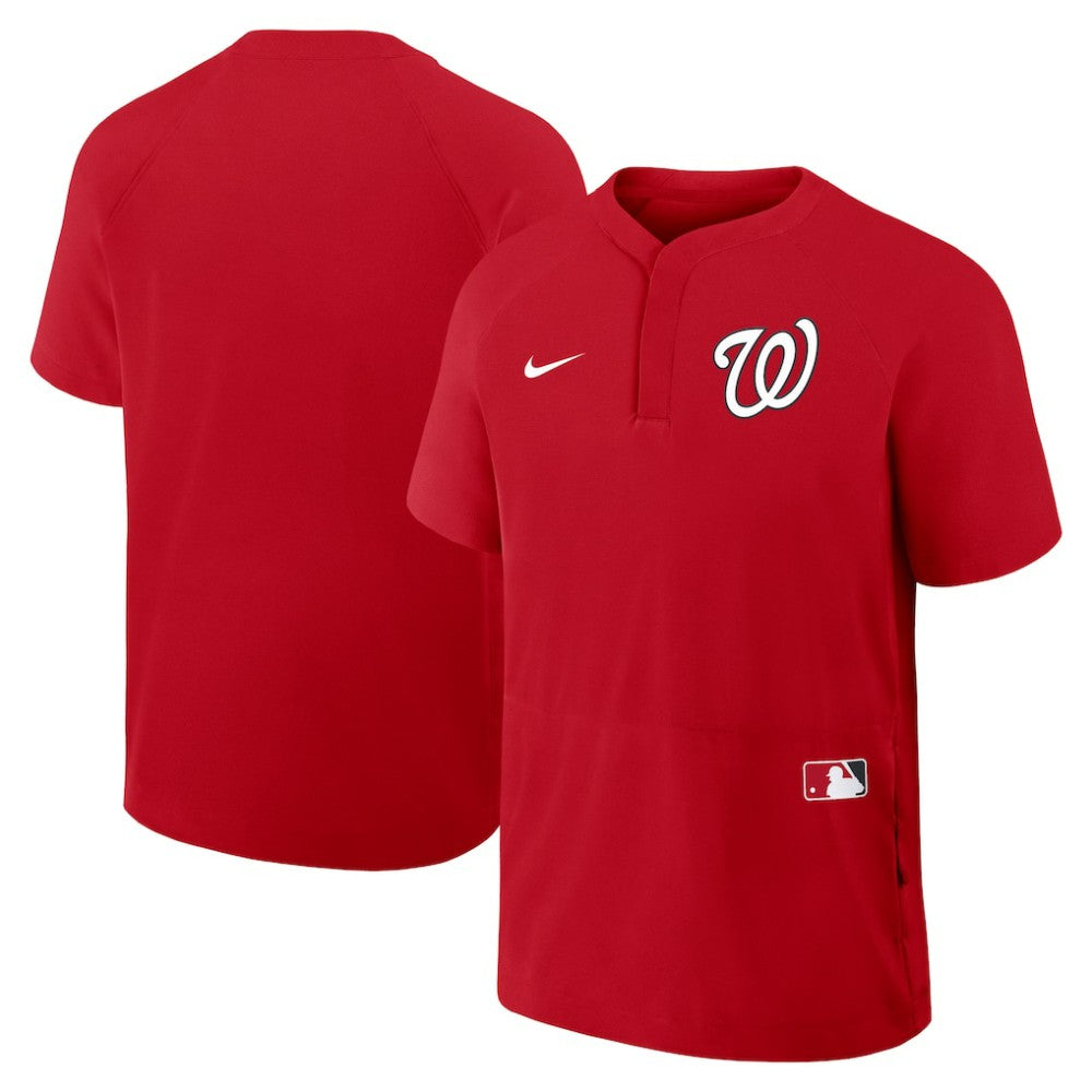 Washington Nationals Authentic Collection Raglan Short Sleeve Windshirt - Red | Nike