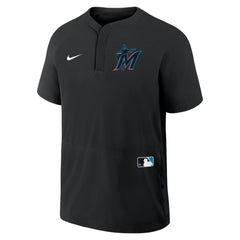 Miami Marlins Authentic Collection Raglan Short Sleeve Windshirt - Black | Nike
