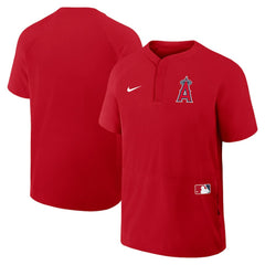 Los Angeles Angels Authentic Collection Raglan Short Sleeve Windshirt - Red | Nike