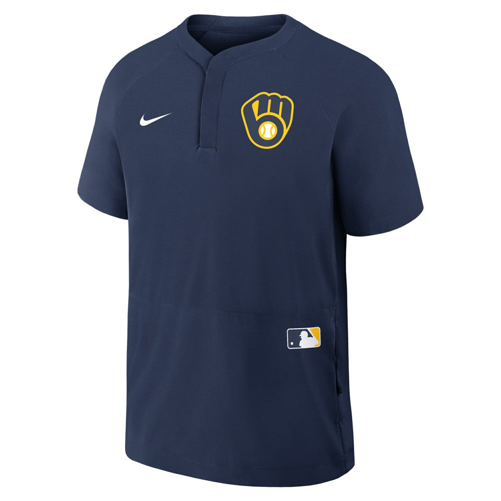 Milwaukee Brewers Authentic Collection Raglan Short Sleeve Windshirt - Navy | Nike
