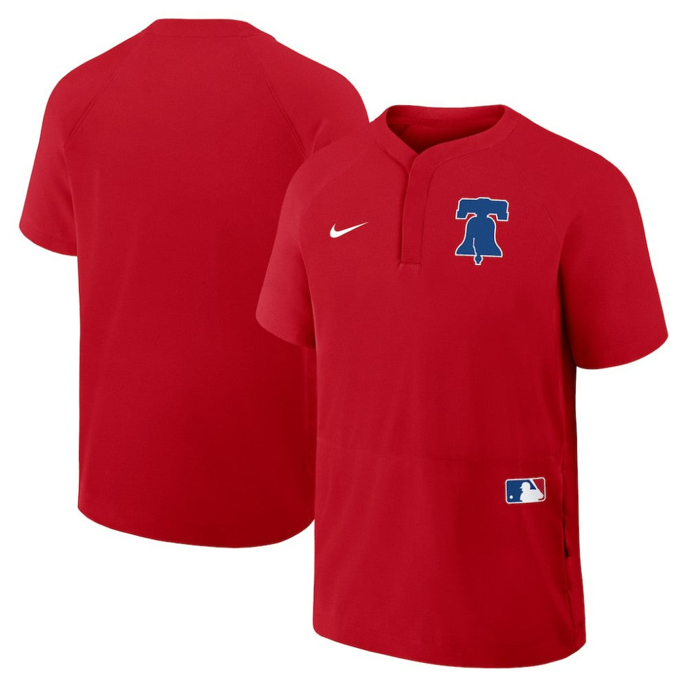 Philadelphia Phillies Authentic Collection Raglan Short Sleeve Windshirt - Red | Nike
