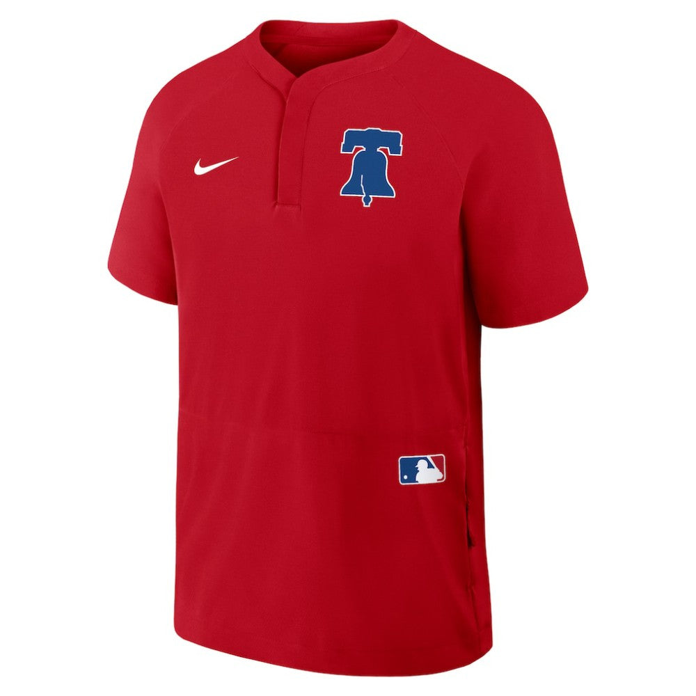 Philadelphia Phillies Authentic Collection Raglan Short Sleeve Windshirt - Red | Nike