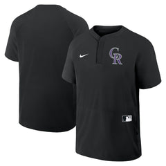 Colorado Rockies Authentic Collection Raglan Short Sleeve Windshirt - Black | Nike