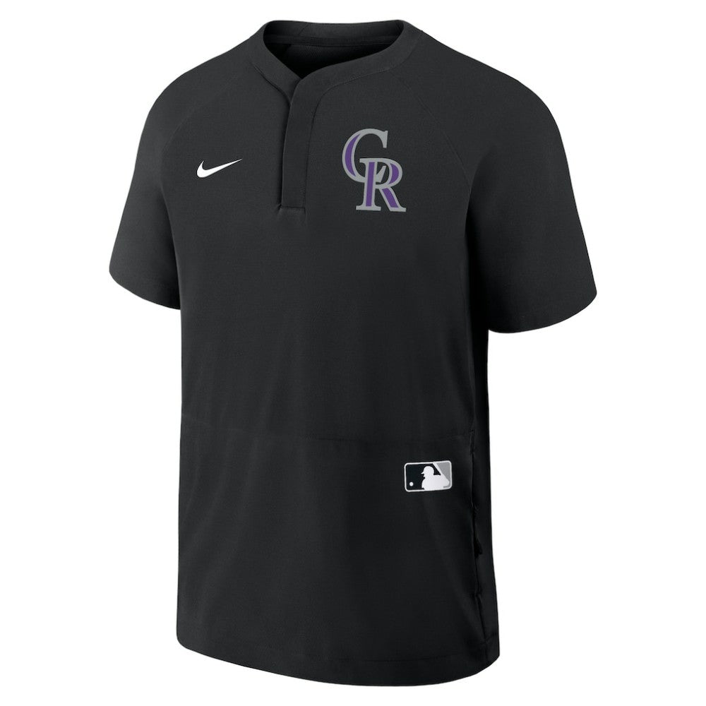 Colorado Rockies Authentic Collection Raglan Short Sleeve Windshirt - Black | Nike