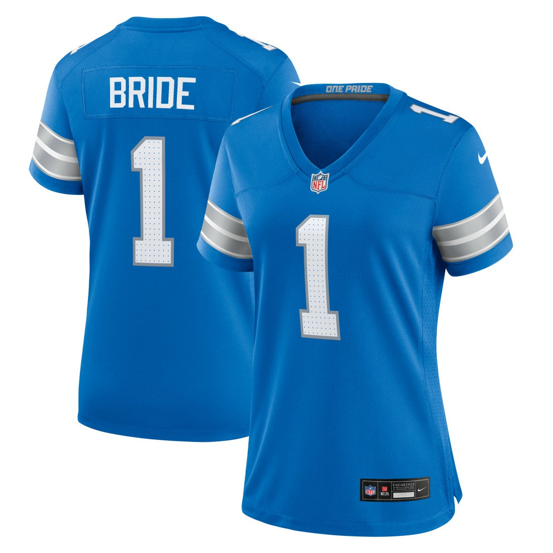 NFL Detroit Lions Number 1 Bride  Women's Game Jersey