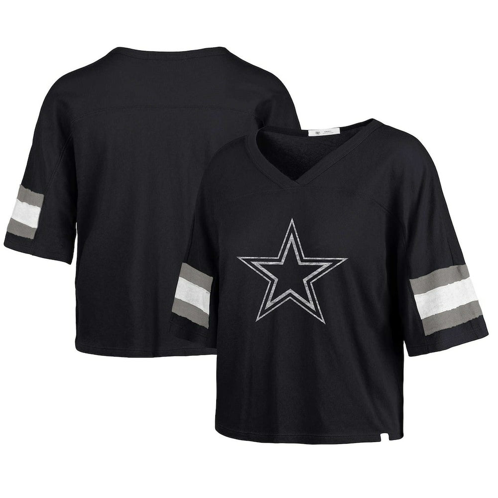 NFL Dallas Cowboys '47 Women's Double Header Scout Cropped V-Neck T-Shirt