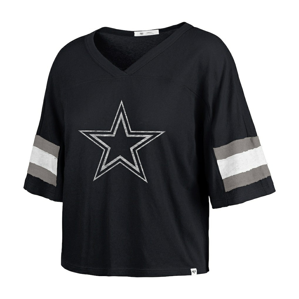 NFL Dallas Cowboys '47 Women's Double Header Scout Cropped V-Neck T-Shirt