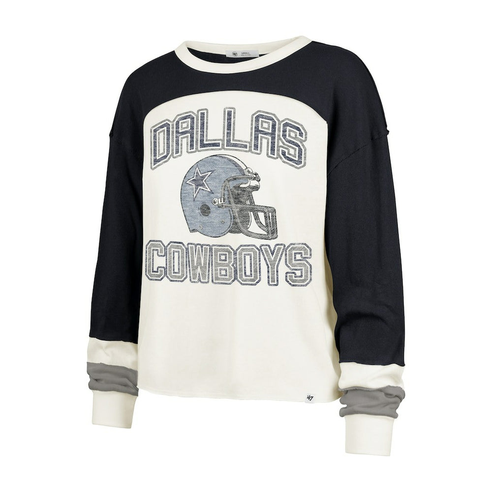 NFL Dallas Cowboys '47 Women's Double Header Curve Raglan Long Sleeve Crop Top