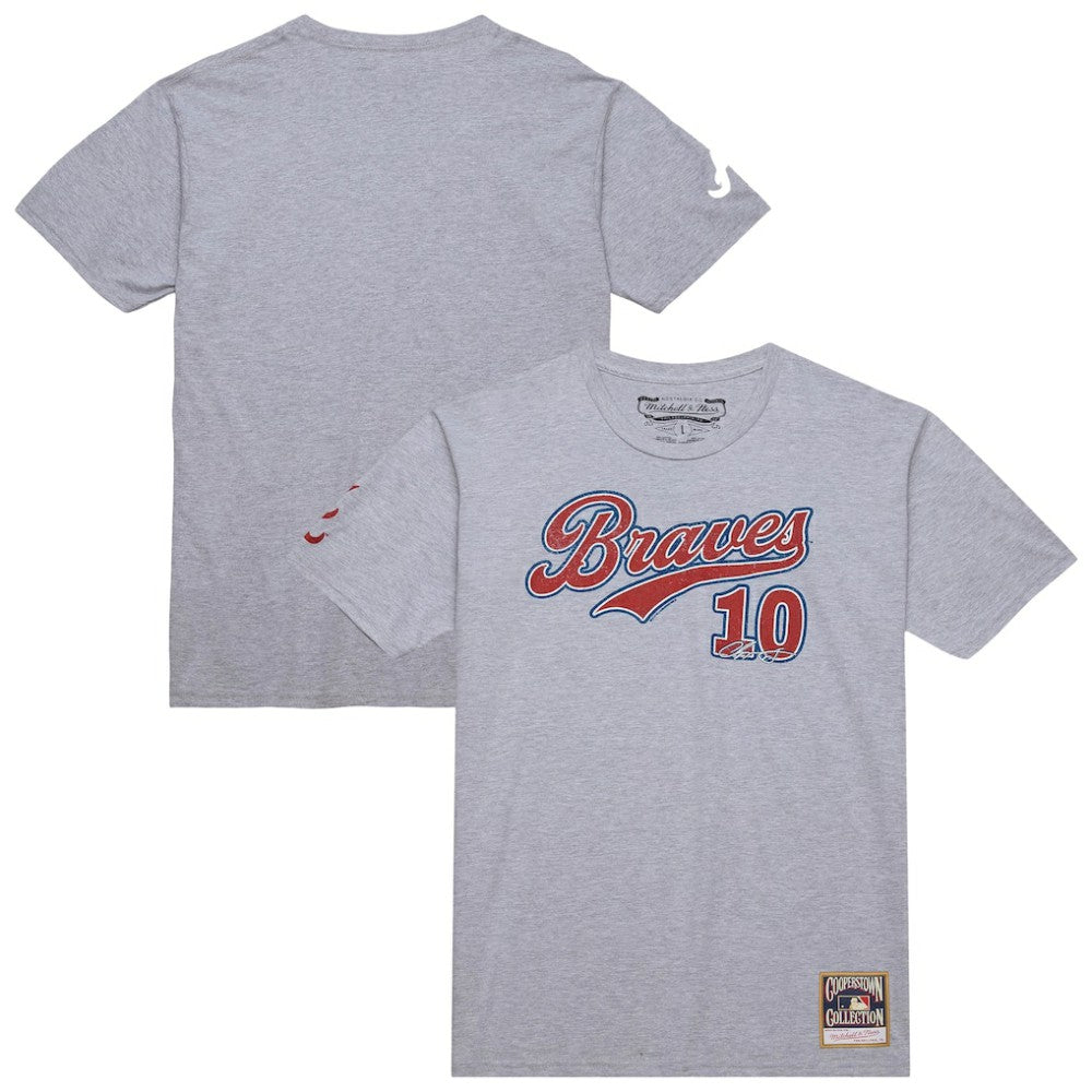 Chipper Jones Atlanta Braves Cooperstown Collection Player T-Shirt - Heather Gray | Mitchell & Ness