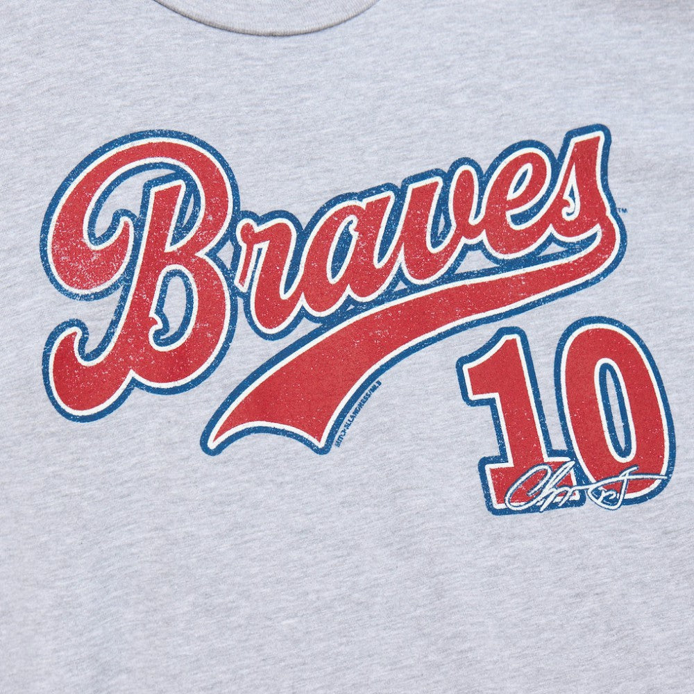 Chipper Jones Atlanta Braves Cooperstown Collection Player T-Shirt - Heather Gray | Mitchell & Ness
