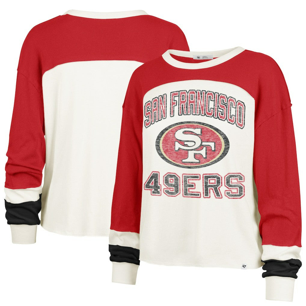 NFL San Francisco 49ers '47 Women's Plus Size Double Header Curve Toni Long Sleeve T-Shirt