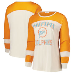 NFL Miami Dolphins '47 Women's Plus Size Double Header Curve Toni Long Sleeve T-Shirt