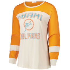 NFL Miami Dolphins '47 Women's Plus Size Double Header Curve Toni Long Sleeve T-Shirt