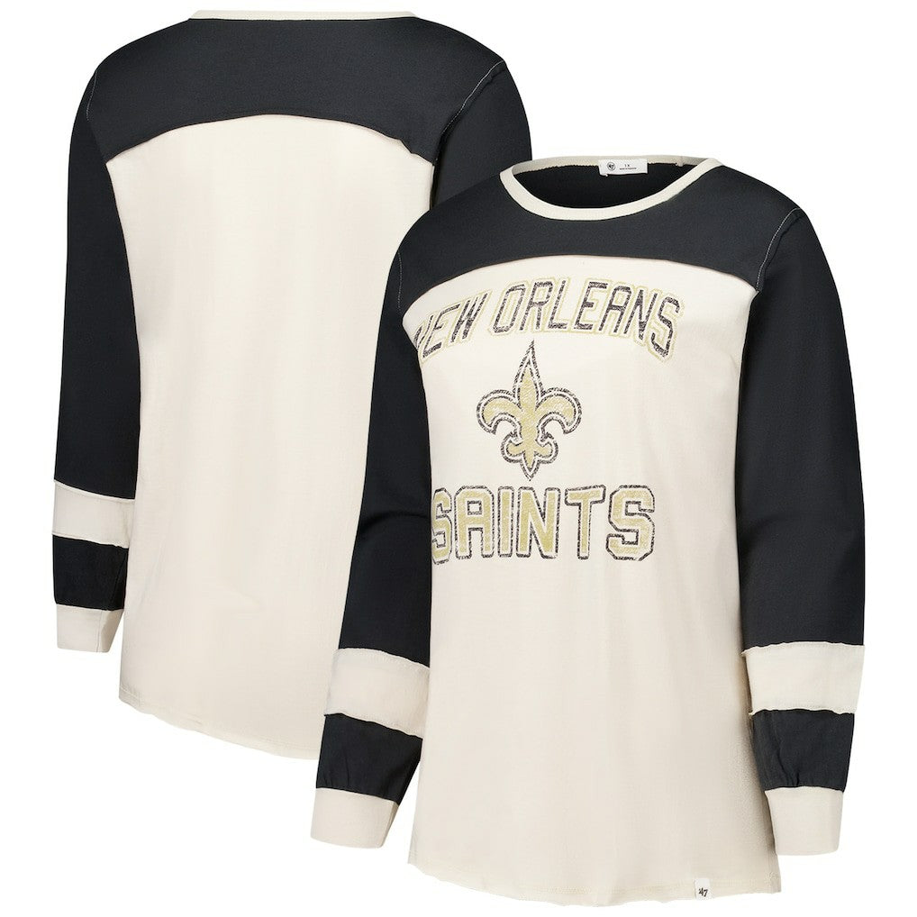 NFL New Orleans Saints '47 Women's Plus Size Double Header Curve Toni Long Sleeve T-Shirt