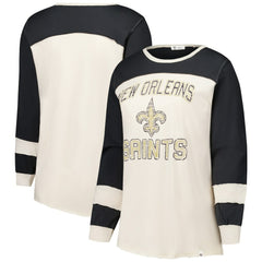 NFL New Orleans Saints '47 Women's Plus Size Double Header Curve Toni Long Sleeve T-Shirt