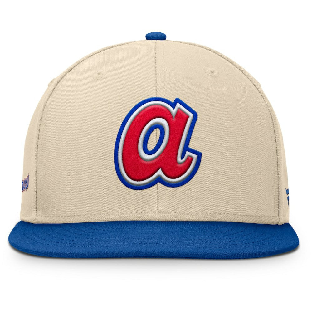 Atlanta Braves Cooperstown Collection Bounder Snapback Hat - Natural/Royal