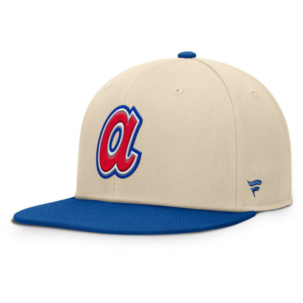 Atlanta Braves Cooperstown Collection Bounder Snapback Hat - Natural/Royal