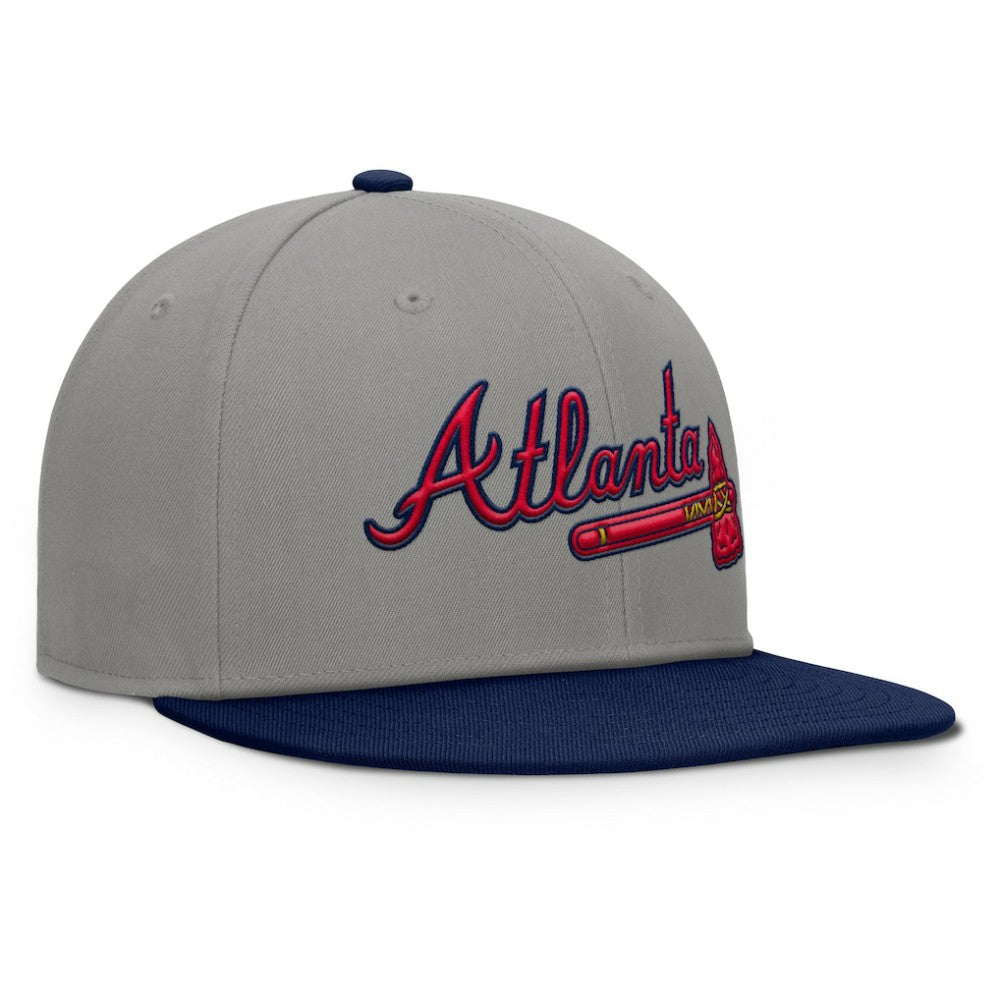 Atlanta Braves Clubhouse Dugout Fitted Hat - Gray/Navy