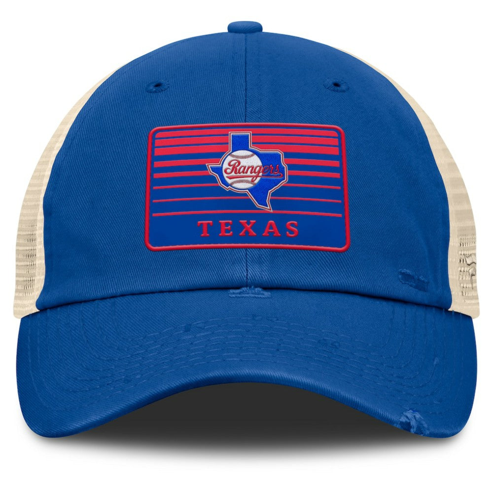 Texas Rangers Cooperstown Collection Eastbound Mesh Adjustable Hat - Royal/Natural